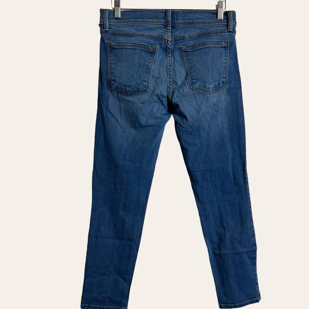 Free People Straight Mid-Rise Stretch Denim Crop Casual Blue Jeans Size 28